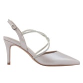 Fotograf: Capollini Charlotte Perlglanz-Leder-Slingbacks mit Diamant-Kreuzriemen