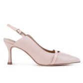Fotograf: Capollini Emory Rosa Leder Slingbacks mit mittlerem Absatz und Lackriemen