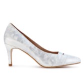 Photograph: Capollini Esme Vintage White Nubuck Leather Mid Heel Court Shoes