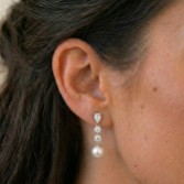 Photograph: Celine Triple Crystal and Pearl Drop Earrings