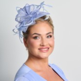 Photograph: Cornflower Blue Sinamay and Feather Wedding Fascinator