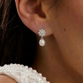 Photograph: Darcey Floral Cubic Zirconia and Pearl Bridal Earrings