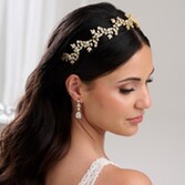 Fotografía: Diadema de boda «Hojas de cristal dorado» de Veneto