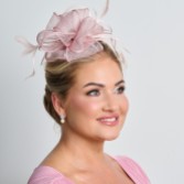 Photograph: Dusky Pink Sinamay and Feather Wedding Fascinator