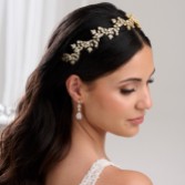 Fotografia: Faixa de cabelo para casamento com folhas de cristal dourado Veneto