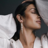 Photograph: Freya Rose Baroque Pearl Statement Long Drop Gold Earrings