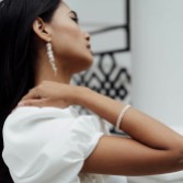 Photograph: Freya Rose Baroque Pearl Statement Long Drop Silver Earrings