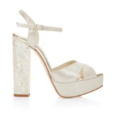 Photograph: Freya Rose Bonnie Champagne Suede Mother of Pearl Block Heel Platform Sandals