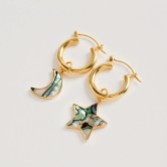 Photograph: Freya Rose Gold Mini Hoops with Paua Star and Moon
