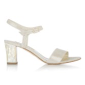 Fotograf: Freya Rose Martina Midi Champagner Wildleder Mutter der Perle Blockabsatz Sandalen