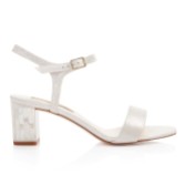 Photograph: Freya Rose Martina Midi Ivory Suede Mother of Pearl Block Heel Sandals