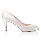 Photograph: Harriet Wilde Amy Mid Heel Ivory Satin Platform Court Shoes
