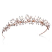 Fotografía: Ivory and Co Diadema de boda con hojas esmaltadas en oro rosa y cristales de Elfin