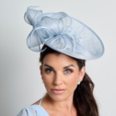 Photograph: Light Blue Large Sinamay Disk Wedding Fascinator