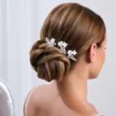 Fotografia: Mirabelle Set di 3 mini-pettini per capelli in ceramica avorio con fiori e perle