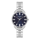 Fotografia: Olivia Burton Relógio de pulso Art Déco com bracelete azul-marinho e prateado de 30 mm