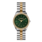 Fotografia: Olivia Burton Relógio de pulso com pulseira em verde floresta e dois tons, com pedras incrustadas, de 34 mm