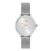 Fotografía: Olivia Burton Reloj Bee de 28 mm, ultrafino, con malla en blanco metalizado y plateado