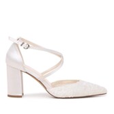 Zdjęcie: Paradox London Brocade Ivory Satin and Lace Wide Fit Block Heel Court Shoes