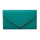 Fotograf: Paradox London Delyssa smaragdgrüne Wildleder-Clutch im Umschlagformat