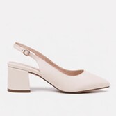 Fotografía: Paradox London Flynn Cream Faux Leather Wide Fit Low Block Heel Slingbacks