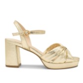 Photograph: Paradox London Nerita Champagne Metallic Wide Fit Block Heel Platform Sandals