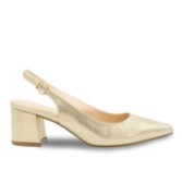 Fotografía: Paradox London Sandalias de tacón bajo con tiras traseras Imelda Champagne Shimmer