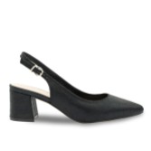 Fotografia: Paradox London Sapatos de salto baixo com tiras traseiras, modelo «slingback», em preto brilhante, com largura ampla
