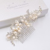 Fotografía: Peineta Eugenie Vintage con perlas de agua dulce y diamantes de imitación