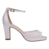 Photograph: Perfect Bridal Ashleigh Ivory Satin and Lace Block Heel Platform Sandals