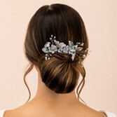 Fotografia: Perfect Bridal Blue Flowers and Silver Leaves Hair Comb 