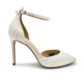 Photograph: Perfect Bridal Cinderella Ivory Satin Beaded Ankle Strap Court Shoes