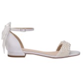 Photograph: Perfect Bridal Delilah Ivory Satin Pearl Flat Sandals with Bow