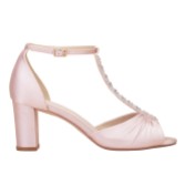Photograph: Perfect Bridal Dolly Blush Satin Block Heel Diamante T-Bar Sandals