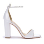 Photograph: Perfect Bridal Hallie Ivory Satin Pearl Ankle Strap Block Heel Sandals (sandales à talons)