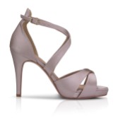 Fotograf: Perfect Bridal Kendall Taupe Satin High Heel Cross Strap Plateau Sandalen