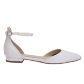 Photograph: Perfect Bridal Olivia Ivory Chantilly Lace Pearl Ankle Strap Flats (Wide Fit)