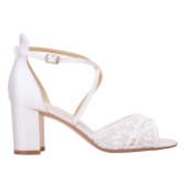Photograph: Perfect Bridal Peony Ivory Lace Block Heel Cross Strap Sandals