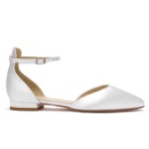 Photograph: Perfect Bridal Tilly Dyeable Ivory Satin Ankle Strap Flats (Wide Fit)