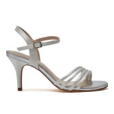 Photograph: R Collection Dakota Ivory Satin Mid Heel Strappy Sandals