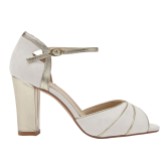 Photograph: Rachel Simpson Lauren Ivory Suede and Gold Leather Block Heels