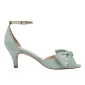 Photograph: Rachel Simpson Margot Mint Green Suede Bow Ankle Strap Heels
