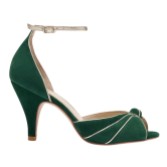 Photograph: Rachel Simpson Olivia Forest Green Suede Knot Peep Toe Heeled Sandals