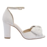 Photograph: Rachel Simpson Romilly Ivory Suede Bow Block Heel Sandals