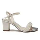 Photograph: Rainbow Club Emma Ivory Satin Wide Fit Pearl Block Heel Bridal Sandals
