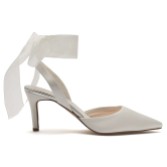 Photograph: Rainbow Club Mimi Ivory Chiffon Ribbon Bow Pointed Slingback Heels