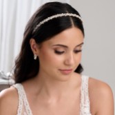 Photograph: Rochelle Gold Narrow Crystal and Pearl Headband