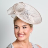 Photograph: Silver Grey Large Sinamay Disk Wedding Fascinator