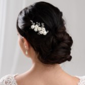 Photograph: Snowdrop Porcelain Flowers and Crystal Mini Hair Comb