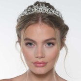 Zdjęcie: Tiara z liśćmi z kryształów Acacia Silver i perłami słodkowodnymi
